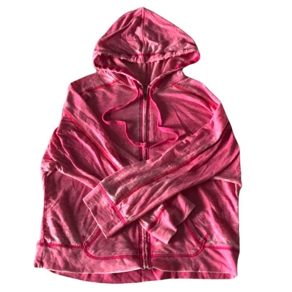 SO Lightweight Pink Stonewashed Full-Zip  Hoodie Sweatshirt Jacket - Size XL(Jr)